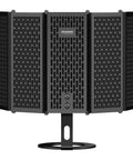 Foldable Microphone Isolation Shield With Triple Sound Insulation For Clear Vocals, desktop stand view