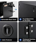 Tough as Nails EV Charger Enclosure Outdoor Pedestal showing removable back panel and pre-drilled holes for mounting.