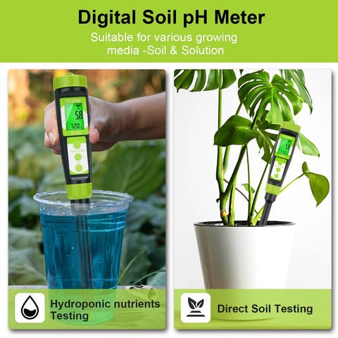 Digital Soil pH Meter for Gardeners, Fast Direct pH Tester for Plants in hydroponic solution and indoor potted plant