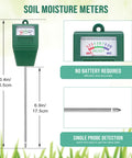 Image of a single Six Pack Digital Soil Moisture Meter with Long Probe. The meter is battery-free, showing measurements and probe length.