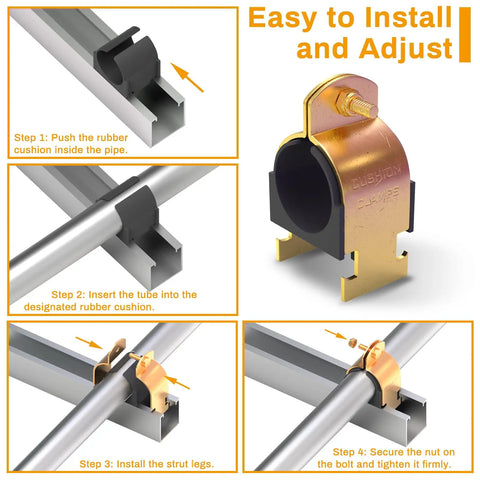 Solid Rubber Cushion Strut Clamp Half Inch Outer Diameter For Copper Pex And Cpvc Piping 10 Pack Zinc Plated Steel Pipe Bracket With Heat Resistant Liner To Knock Out Loud Plumbing Buzz And Stop Boring Line Vibration Fast On Any Residential Upgrade