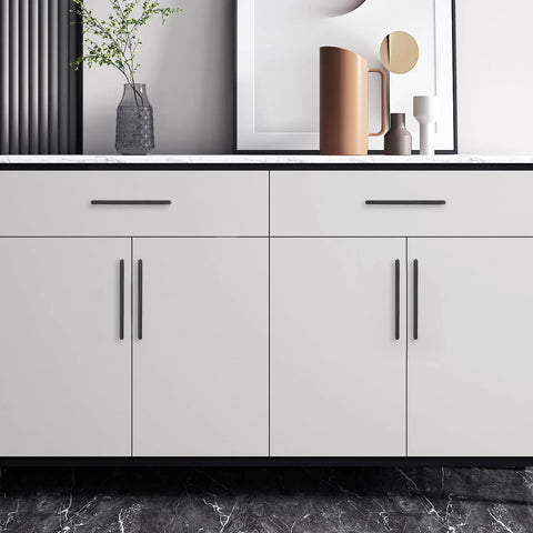 Kitchen cabinets with Ten Pack 5 Inch Matte Black Cabinet Pulls For Kitchen Cabinets, Drawers, Closets, And Dressers