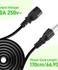 Tattoo Transfer Machine Power Cord With US Plug, Pro Grade Black Cable For All Tattoo Machines, Flexible, Durable Wiring, Safe, Reliable Studio Gear For Real-World Sessions, 170cm