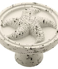 Seaside Cottage Starfish Cabinet Knob Set 1-3/8 Inch Vintage Antique White in coastal starfish design, 5 pack hardware