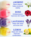 Four scented filter cartridges for Replacement Filters Set For Vitamin C Filter Shower Head SH158 including jasmine, rose, lavender, lemon.