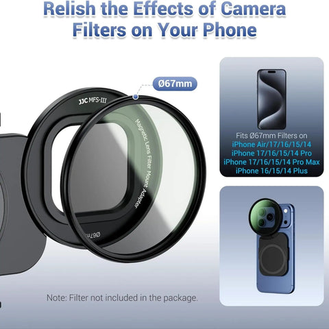 67mm Magnetic Double Sided Phone Lens Filter Adapter Mount With Cold Shoe Pull Out for iPhone 17, 16, 15, 14 image