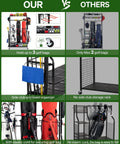 Comparison of all in one golf bag storage rack with wheels, 3 bag stand, 4 hooks, extra club display, garage organizer