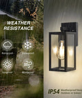 Outdoor Wall Lantern Sconce Light Waterproof Exterior With E26 Base, Anti Rust Matte Black Finish And Clear Glass Shade