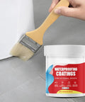 Transparent Waterproof Sealant For Wall And Roof Repair Adhesive That Handles Heavy Rain And Standing Water Like A Boss While Guarding Concrete Metal And Tiles Forever applied on a surface with a brush.