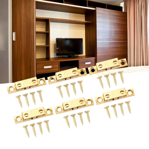 Cabinet Door Catch Brass Ball Tension Latch Set Adjustable Double Ball Design With Gold Screws For Cabinets 60mm Size