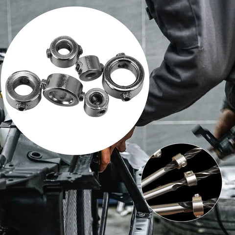 Six Pack Depth Stop Kit Stainless Steel Position Limiter Collars Fit Robotics Auto Screw Drive Shafts on drill bits