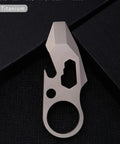 Dope Everyday Carry Multi Tool Keychain With Pry Bar Bottle Opener And Wrench For Men Outdoor Survival Gear shown in titanium finish.