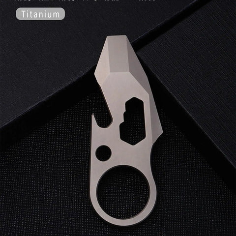 Dope Everyday Carry Multi Tool Keychain With Pry Bar Bottle Opener And Wrench For Men Outdoor Survival Gear shown in titanium finish.