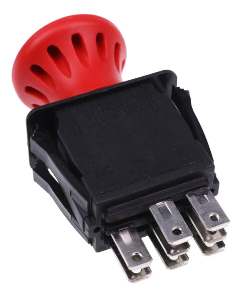 Blade Clutch PTO Switch Replacement For Hustler Super Z And Z Series Mowers, red button, 8-terminal, side angle