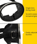Retro Style Freediving Mask With Oval Tempered Glass Lens For Crystal Clarity featuring adjustable buckles and silicone skirt.