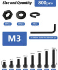 Tough As Nails 800 Piece M3 Screw Assortment Kit Knockout Deal with nuts, washers, bolts, and hex wrench for 3D printers.