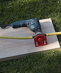 Drill Powered Pump With Plastic Casing, 1300 Liters Per Hour, Self Priming For Fast Non Potable Water Transfer in use on wooden board