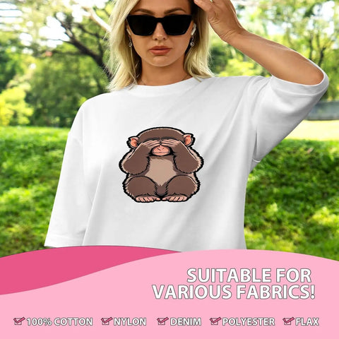 Monkey DTF Transfers For T Shirts Ready To Press Heat Transfer Stickers 7x7 inches on white shirt outdoors