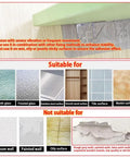 Image showing surfaces suitable and not suitable for Heavy Duty Peel And Stick Shelf Brackets Large Size Wall Mount Support Pegs 12 Pack.