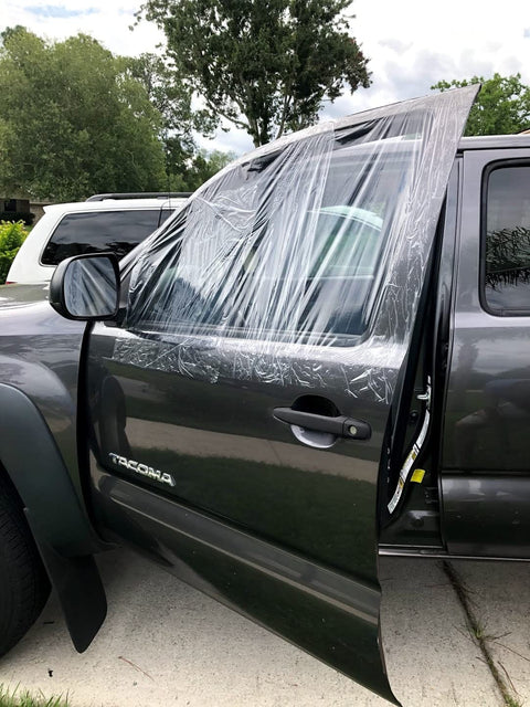 Car Window Repair Tape Wrap 17.5 Inch Wide Clear Adhesive Film 6 Ft Long Waterproof Tacky Tape For Temporary Car Window Fix