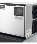 Heavy Duty Commercial Ice Maker With 230 Lb Storage Bin And Air Cooled Design, Produces 420 Lbs Of Smooth Ice Daily, Built Ridiculously Tough In 304 Stainless Steel For Bars And Kitchens, Total No Sweat Self Cleaning, silver stainless steel unit with control panel and air cool vents.
