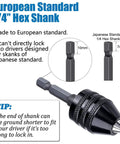 Keyless Mini Drill Chuck Adapter For Cordless Screwdrivers And Impact Drivers Quick Change Converter with European 1/4 Inch Hex Shank