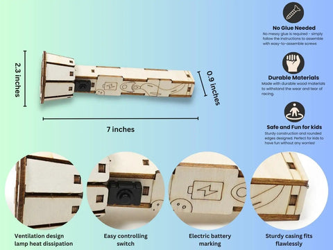 DIY Wooden Flashlight STEM Kit For Kids Aged 8 To 12 Battery Operated Educational Science Project With Built In Switch Hands On Learn Basic Circuits And Build A Real Working Flashlight, 7-inch wood flashlight kit