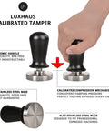 53mm Calibrated Coffee Tamper With Spring Loaded 100 Percent Flat Stainless Steel Base For Espresso Machines Pro Grade Tamping