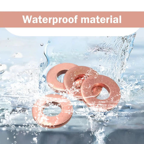 200 Piece Copper Crush Washers Set for Cars and Motorcycles with waterproof feature in splash of water