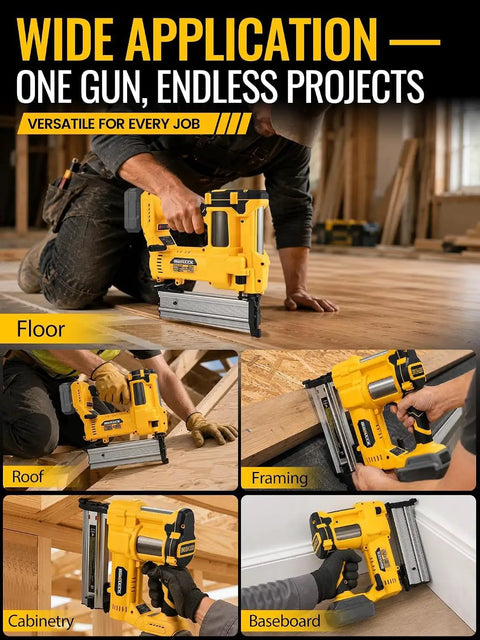 Works Like A Champ This Versatile Cordless Brad Nailer And Staple Gun That Runs Smooth On DeWalt 20V Batteries For Quick Trim Projects And Solid Framing Builds Sold Tool Only