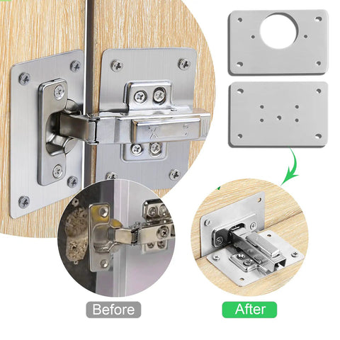 Beefy Heavy Duty Hinge Repair Plate Kit For Cabinets With Rust Resistant Stainless Steel Brackets And Holes, Easy Install Hinges