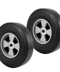 Solid Rubber 10 Inch Hand Truck Wheel With Five Eighth Inch Ball Bearing, 330 Lbs Max Load, Universal Replacement Tire, Two Pack