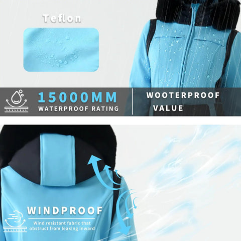 Women's One Piece Ski Suit Insulated Snowsuit For Outdoor Winter Sports Warm And Waterproof Jumpsuit With High Stretch Nylon Spandex Duck Down Fill Slim Yet Flattering Fit Blue XS with waterproof rating and windproof features