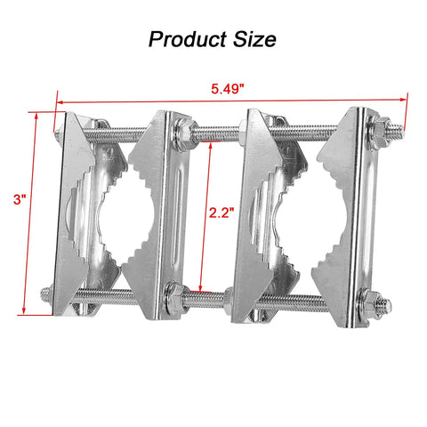 Two Pack Beefy Antenna Mast Clamp V Jaw Block Kit With 5.5 Inch Bolts Anti Rust Heavy Duty Pole To Pole Mounting Bracket For Ham Radio CB TV Pipe Flag Posts Umbrellas And Parasols 3 Setup Options, 5.49in size