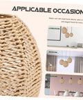 Set Of 3 Retro Rattan Woven Pendant Light Covers Boho Handwoven Natural Lamp Shades Bulb Guard Cages For Pendant Lights And Ceiling Fans Brown Home Decor displayed in living room, bedroom, and dining area