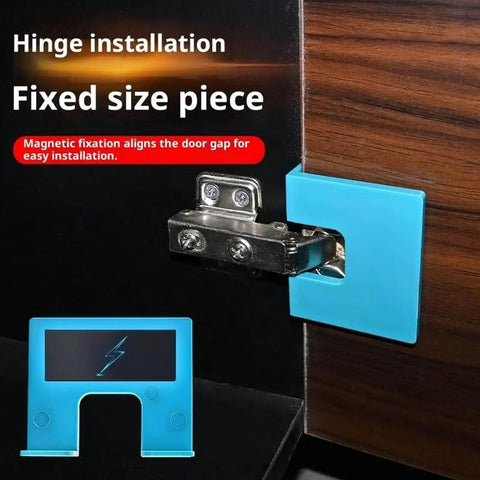 Hinge Jig For Quick Door Installation, Magnetic Alignment Guide, Adjustable Accurate Template, Drill-Free Setup, 4 Pack shown on wood