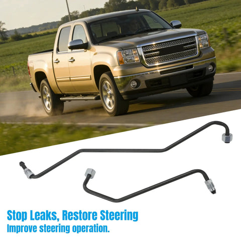 Power Steering Rack And Pinion Transfer Line Kit For Chevy And GMC Silverado Sierra 1500 Nut Style Fittings Direct Replacement For RWD Trucks With Durable Steel Lines Easy Install Fits Classic Models black steel lines with nut fittings for Silverado RWD
