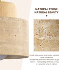 IPEDWO Yellow Travertine Wall Sconce with Natural Wood,4.7" Single Sconce cylindrical travertine shade with natural stone texture