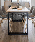 Adjustable Steel Desk Legs Set Of Two, Heavy Duty Premium Iron Construction, for a modern dining table setup with gray chairs.
