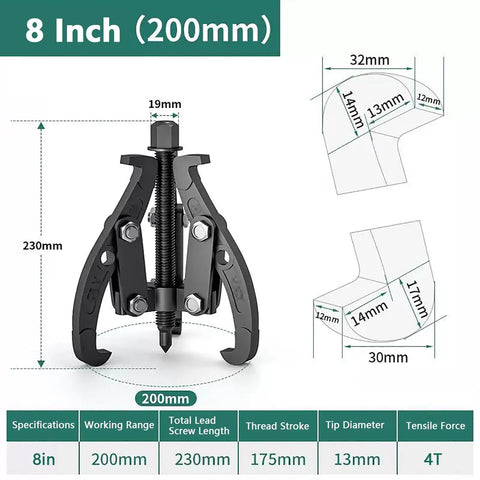 No Sweat 8 Inch Bearing Gear Puller Extractor Tool Convertible 2 Or 3 Jaw Heavy Duty Carbon Steel Removal Kit for Flywheels.