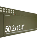 Hella Spacious Magnetic Gun Cleaning Mat Fifty Point Two Inches Long Built Tough Oil Resistant Floor Pad With Tool Slots For All Long Guns And Handguns, showing measurement details.