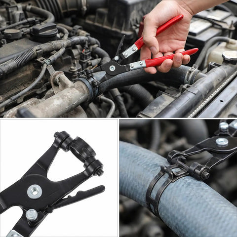 130 Piece Spring Band Hose Clamp Kit With Swivel Pliers 16 Sizes From 6 Mm To 25 Mm in use on car radiator hose