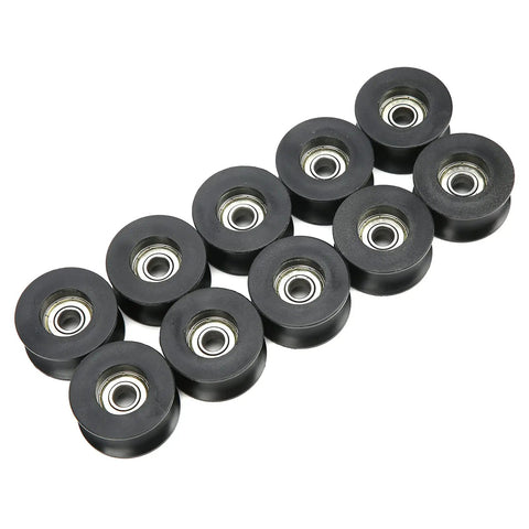 10 Pack Heavy Duty U Groove Pulley Roller Bearing With Nylon Coated U Shaped Guide Rail Wheels For Sliding Doors Wardrobes Cabinets Tracks Smooth Glide Deep Groove Ball Bearing Roller Wheel black nylon-coated U-groove wheels