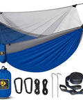 Camping Hammock With Mosquito Net For Outdoor Travel Portable Lightweight Parachute Nylon Hammock With Tree Straps And D Shape Carabiners