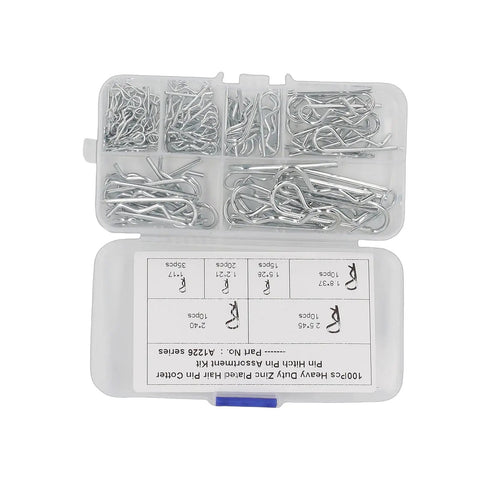 Beefy Heavy Duty Stainless Steel Cotter Pin Clip Kit 100 Piece Assortment With Portable Storage Case