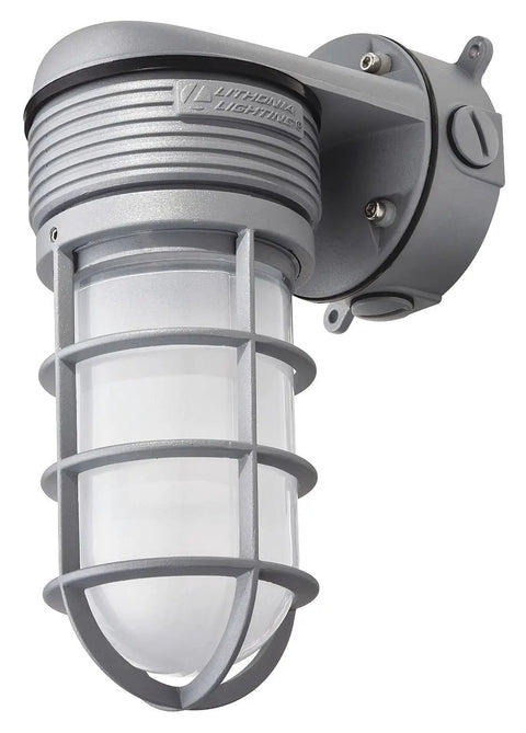 Wall Mount LED Vapor Tight Light Fixture 600 Lumens 4000K Neutral White 15W 120V Gray Durable Die Cast Aluminum Housing