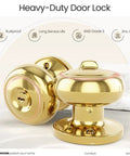 Heavy-duty gold door lock with keyed entry, showcasing rustproof zinc alloy construction and ANSI Grade 3 rating.
