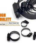 Premium 60 Count Stainless Steel Adjustable Worm Gear Hose Clamps In Matte Black Fit 6 To 38mm Pipes And Hoses For Heavy Duty Auto And Industrial Projects That Need Rock Solid Grip, black coated 304 stainless steel hose clamps