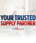 Advertisement for LifeSupply USA with text 'Your Trusted Supply Partner' in a living room setting.