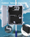 Outdoor Waterproof Electrical Box IP65 ABS Plastic Enclosure With Fan And Thermostat, Mounting Plate And Hinged Lid